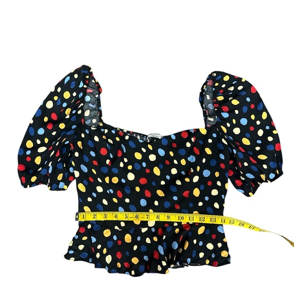 Reformation Black Blouse with Colorful Polka Dots - Picture 10 of 10